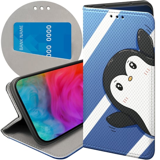 ETUI Z KLAPKĄ DO MOTOROLA EDGE 30 NEO WZORY PINGWINEK PINGWIN HAPPY FEET Motorola