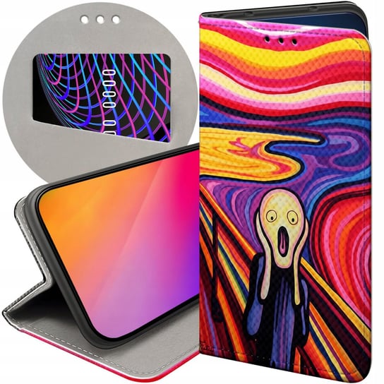 ETUI Z KLAPKĄ DO MOTOROLA MOTO E13 WZORY KRZYK MUNCH EDVARD SCREAM FUTERAŁ Motorola