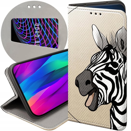 ETUI Z KLAPKĄ DO MOTOROLA MOTO E13 WZORY ZEBRA ZEBERKA PASKI FUTERAŁ CASE Motorola