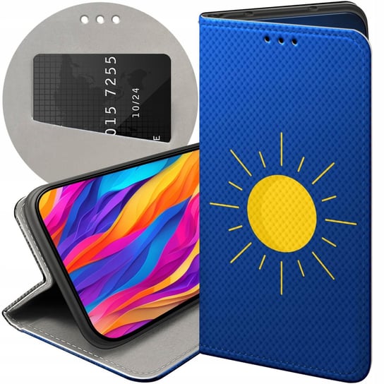 ETUI Z KLAPKĄ DO MOTOROLA MOTO E5 PLUS WZORY SŁOŃCE PLANETY SUN FUTERAŁ Motorola