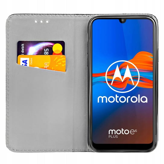 Etui Z Klapką Do Motorola Moto E6 Plus Czarne Zamykane Magnetyczne Kabura Motorola
