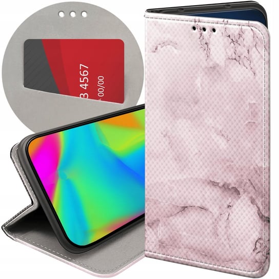 ETUI Z KLAPKĄ DO MOTOROLA MOTO E6 PLUS WZORY RÓŻOWE GOLDEN ROSE PUDROWY RÓŻ Motorola