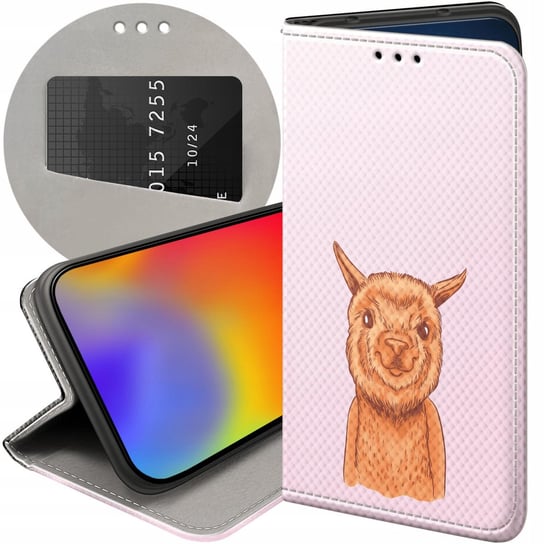 ETUI Z KLAPKĄ DO MOTOROLA MOTO E7 POWER WZORY LAMA ALPAKA ANDY FUTERAŁ CASE Motorola