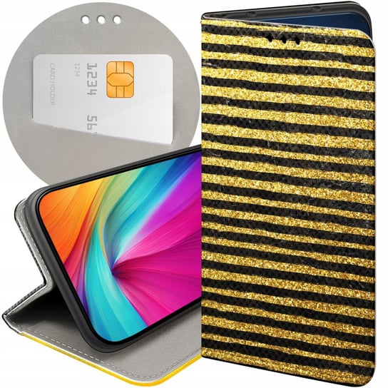 ETUI Z KLAPKĄ DO MOTOROLA MOTO E7 POWER WZORY ZŁOTO GOLD RICH FUTERAŁ CASE Motorola