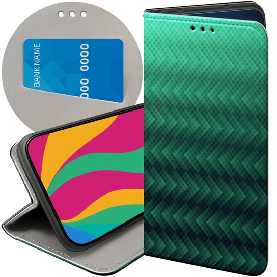 ETUI Z KLAPKĄ DO MOTOROLA MOTO G14 WZORY ZIELONE GREEN FUTERAŁ POKROWIEC Motorola