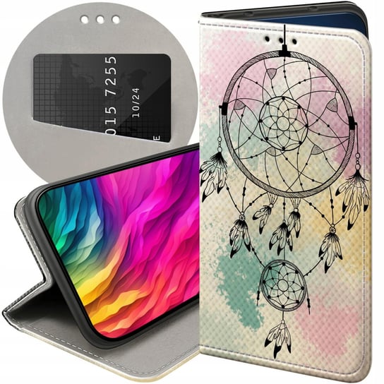 ETUI Z KLAPKĄ DO MOTOROLA MOTO G22 4G WZORY BOHO ŁAPACZ SNÓW PIÓRA FUTERAŁ Motorola