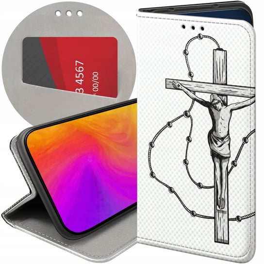 ETUI Z KLAPKĄ DO MOTOROLA MOTO G22 4G WZORY JEZUS KRZYŻ RÓŻANIEC BÓG CASE Motorola