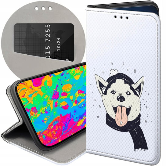 ETUI Z KLAPKĄ DO MOTOROLA MOTO G31 WZORY HUSKY PSY PIESKI FUTERAŁ POKROWIEC Motorola