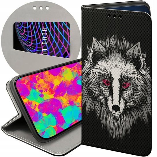 ETUI Z KLAPKĄ DO MOTOROLA MOTO G42 WZORY WILK WILKOŁAK WOLF WILCZYCA CASE Motorola