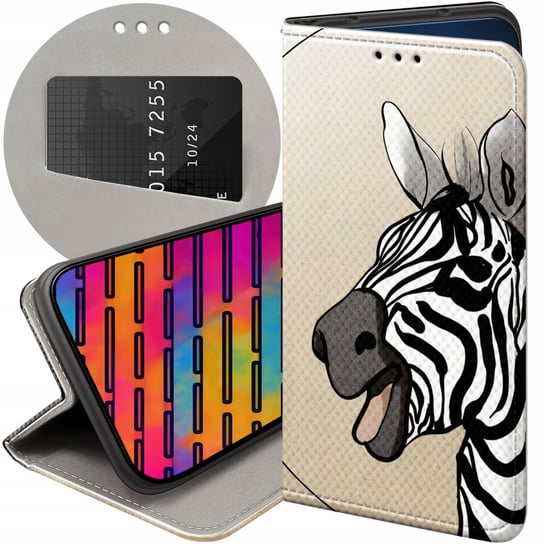 ETUI Z KLAPKĄ DO MOTOROLA MOTO G42 WZORY ZEBRA ZEBERKA PASKI FUTERAŁ CASE Motorola