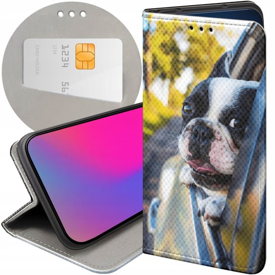 ETUI Z KLAPKĄ DO MOTOROLA MOTO G50 WZORY MOPS BULDOG FRANCUSKI ANGIELSKI Motorola