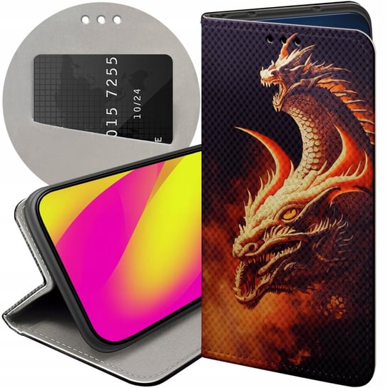 ETUI Z KLAPKĄ DO MOTOROLA MOTO G50 WZORY SMOKI DRAGON TANIEC SMOKÓW FUTERAŁ Motorola