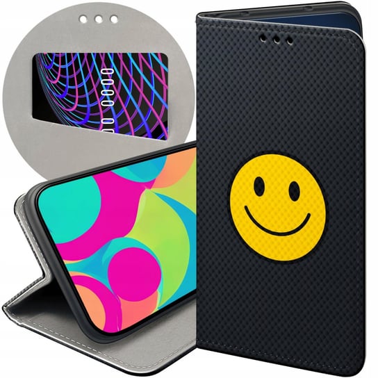 ETUI Z KLAPKĄ DO MOTOROLA MOTO G50 WZORY UŚMIECH SMILE EMOJI FUTERAŁ CASE Motorola