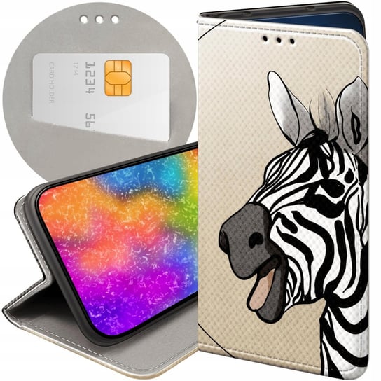 ETUI Z KLAPKĄ DO MOTOROLA MOTO G52 WZORY ZEBRA ZEBERKA PASKI FUTERAŁ CASE Motorola