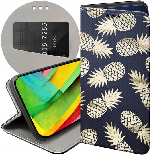 ETUI Z KLAPKĄ DO MOTOROLA MOTO G53 WZORY ANANAS OWOCE EGZOTYCZNE FUTERAŁ Motorola