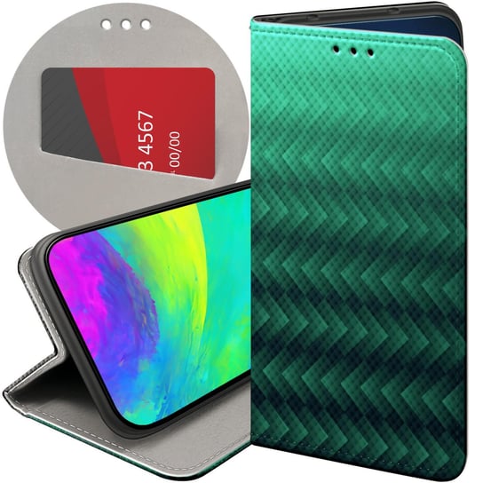 ETUI Z KLAPKĄ DO MOTOROLA MOTO G53 WZORY ZIELONE GRASSY GREEN FUTERAŁ CASE Motorola