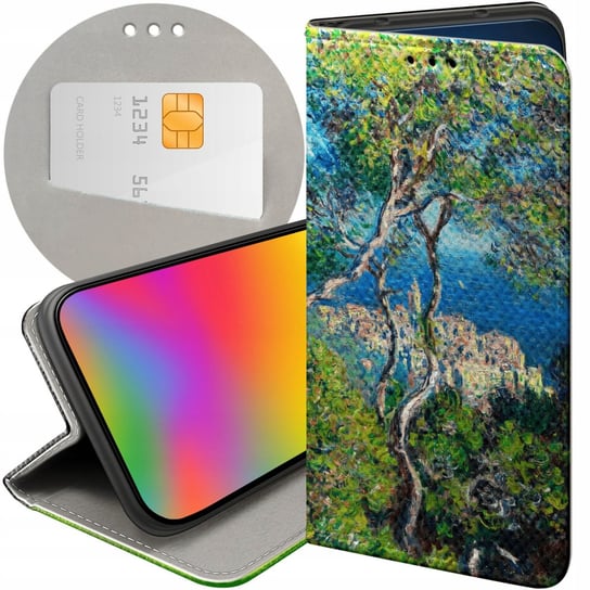 ETUI Z KLAPKĄ DO MOTOROLA MOTO G54 5G WZORY CLAUDE MONET FUTERAŁ POKROWIEC Motorola