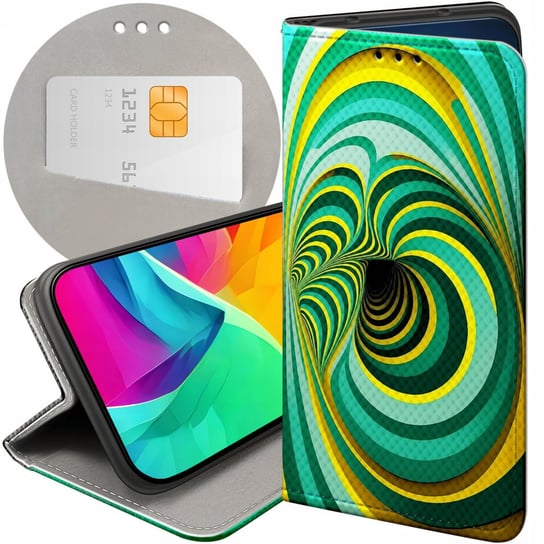 ETUI Z KLAPKĄ DO MOTOROLA MOTO G54 5G WZORY ILUZJA OPTYCZNA ZŁUDZENIE CASE Motorola