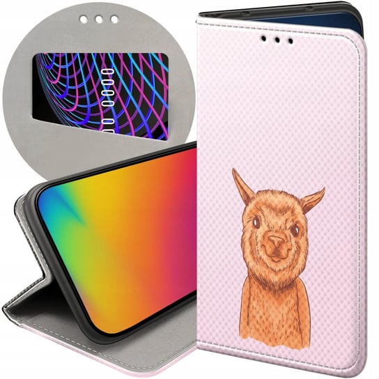 ETUI Z KLAPKĄ DO MOTOROLA MOTO G54 5G WZORY LAMA ALPAKA ANDY FUTERAŁ CASE Motorola