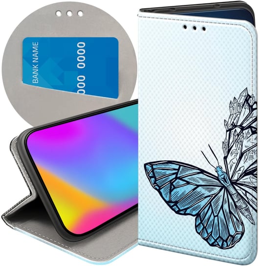 ETUI Z KLAPKĄ DO MOTOROLA MOTO G54 5G WZORY MOTYLE BUTTERFLY BARWNE CASE Motorola