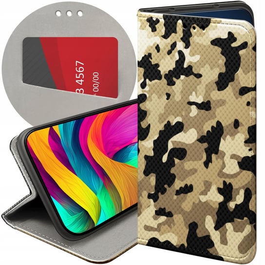 ETUI Z KLAPKĄ DO MOTOROLA MOTO G6 PLAY WZORY MORO WOJSKOWE MILITARNE CASE Motorola