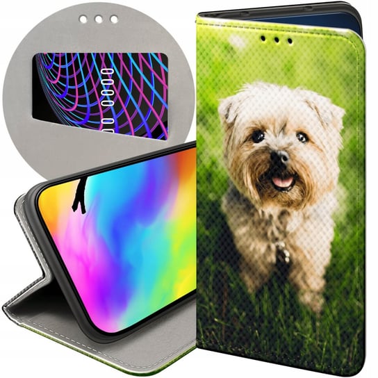 ETUI Z KLAPKĄ DO MOTOROLA MOTO G6 PLAY WZORY PIESKI PSIAKI DOGS FUTERAŁ Motorola