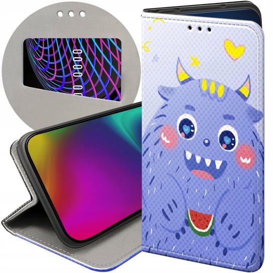 ETUI Z KLAPKĄ DO MOTOROLA MOTO G6 PLAY WZORY POTWORY POTWÓR MONSTER FUTERAŁ Motorola