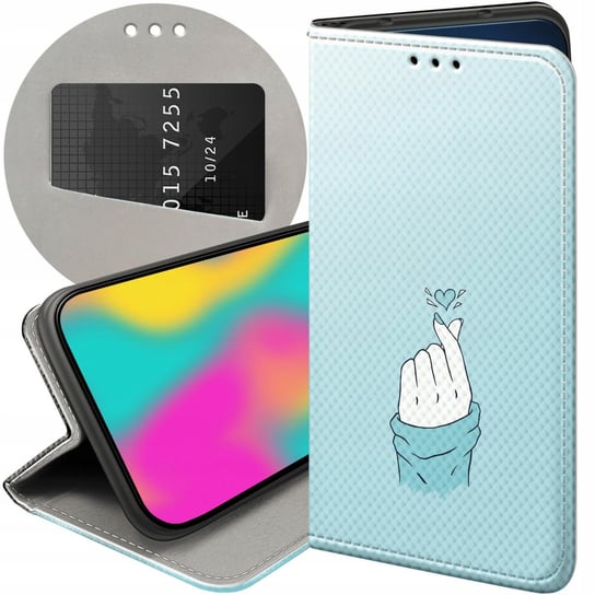 ETUI Z KLAPKĄ DO MOTOROLA MOTO G60 WZORY NIEBIESKIE BLUE BLAU FUTERAŁ CASE Motorola