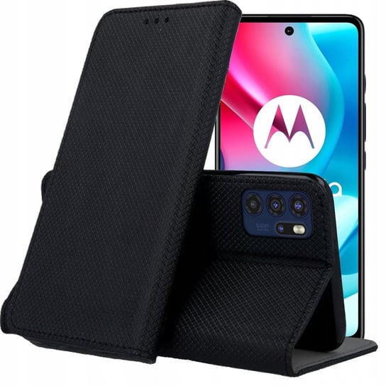 Etui Z Klapką Do Motorola Moto G60S Czarne Zamykane Magnetyczne Kabura Flip Motorola