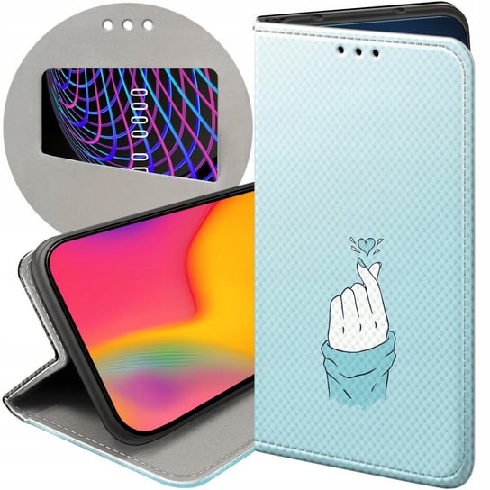 ETUI Z KLAPKĄ DO MOTOROLA MOTO G60S WZORY NIEBIESKIE BLUE BLAU FUTERAŁ CASE Motorola