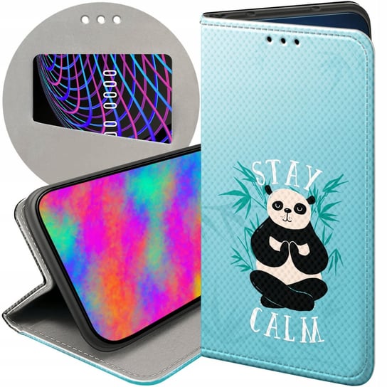 ETUI Z KLAPKĄ DO MOTOROLA MOTO G60S WZORY PANDA BAMBUS PANDY FUTERAŁ CASE Motorola