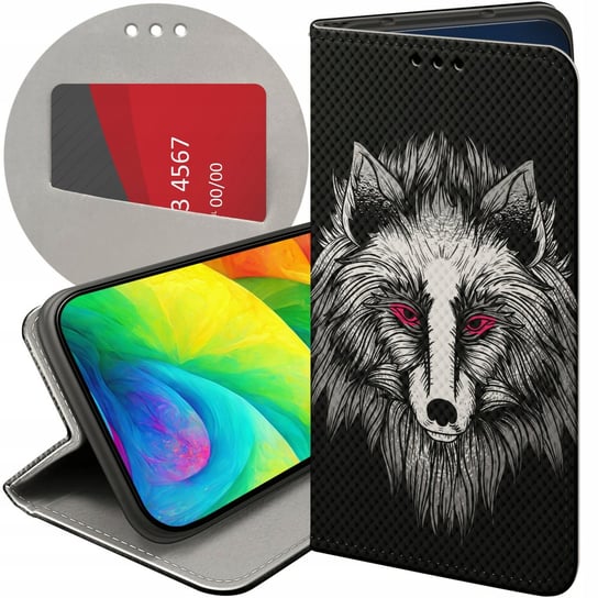 ETUI Z KLAPKĄ DO MOTOROLA MOTO G60S WZORY WILK WILKOŁAK WOLF WILCZYCA CASE Motorola