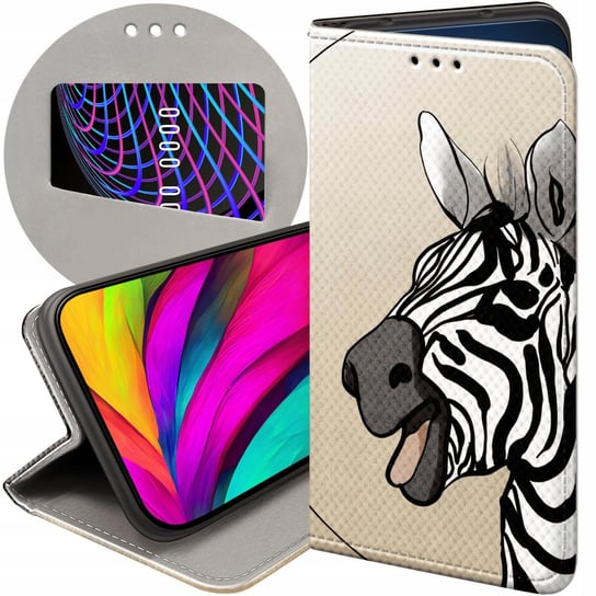 ETUI Z KLAPKĄ DO MOTOROLA MOTO G60S WZORY ZEBRA ZEBERKA PASKI FUTERAŁ CASE Motorola