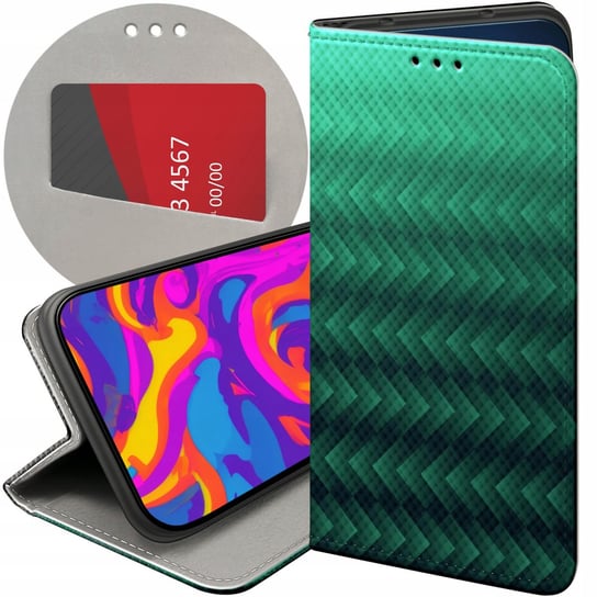 ETUI Z KLAPKĄ DO MOTOROLA MOTO G60S WZORY ZIELONE GRASSY GREEN FUTERAŁ CASE Motorola