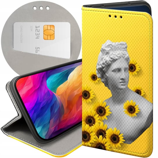 ETUI Z KLAPKĄ DO MOTOROLA MOTO G60S WZORY ŻÓŁTE SŁONECZNE YELLOW FUTERAŁ Motorola