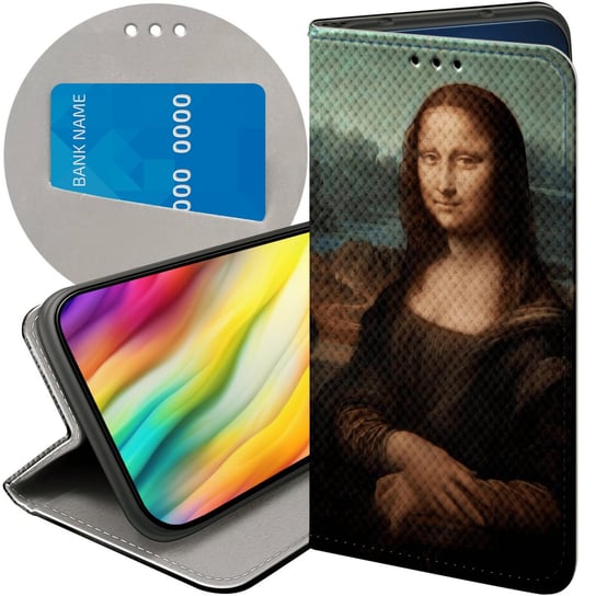 ETUI Z KLAPKĄ DO MOTOROLA MOTO G62 5G WZORY LEONARDO DA VINCI MONA ŁASICZKA Motorola