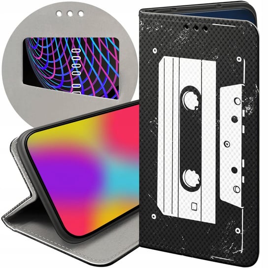 ETUI Z KLAPKĄ DO MOTOROLA MOTO G62 5G WZORY RETRO OLD SCHOOL MUZYKA GRY Motorola