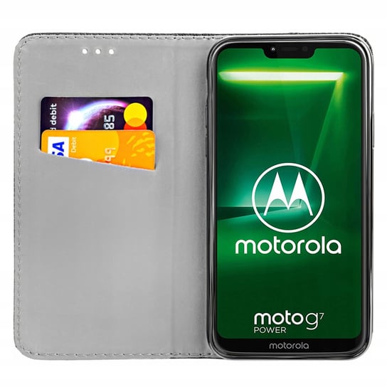 Etui Z Klapką Do Motorola Moto G7 Power Czarne Zamykane Magnetyczne Kabura Motorola
