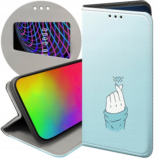 ETUI Z KLAPKĄ DO MOTOROLA MOTO G71 5G WZORY NIEBIESKIE BLUE BLAU FUTERAŁ Motorola