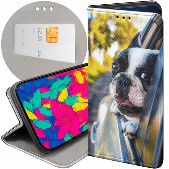 ETUI Z KLAPKĄ DO MOTOROLA MOTO G72 WZORY MOPS BULDOG FRANCUSKI ANGIELSKI Motorola