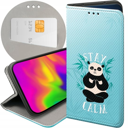 ETUI Z KLAPKĄ DO MOTOROLA MOTO G72 WZORY PANDA BAMBUS PANDY FUTERAŁ CASE Motorola