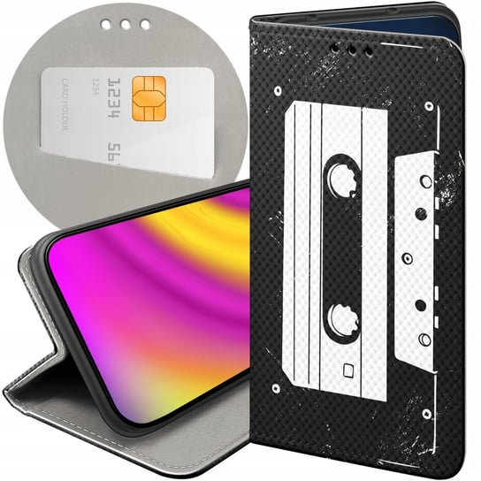 ETUI Z KLAPKĄ DO MOTOROLA MOTO G72 WZORY RETRO OLD SCHOOL MUZYKA GRY CASE Motorola