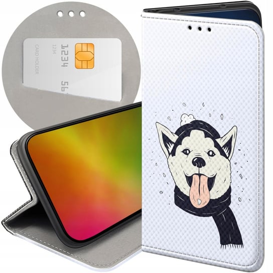 Etui Z Klapką Do Motorola Moto G73 Wzory Husky Psy Pieski Futerał Pokrowiec Motorola