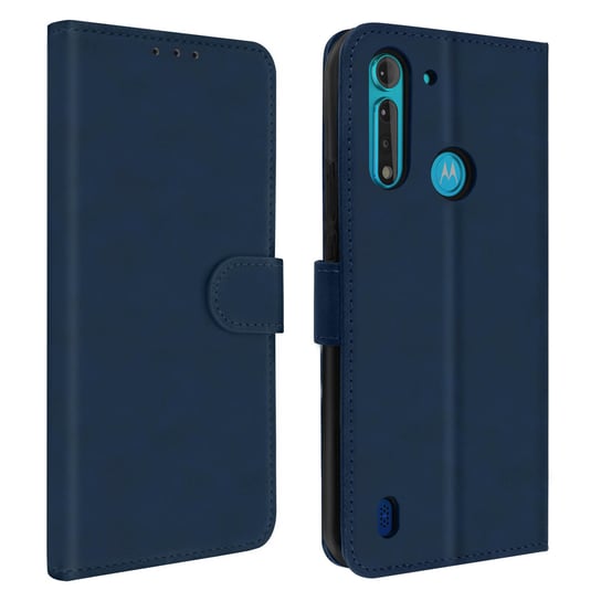 Etui z klapką do Motorola Moto G8 Power Lite z funkcją portfela - ciemnoniebieskie Avizar