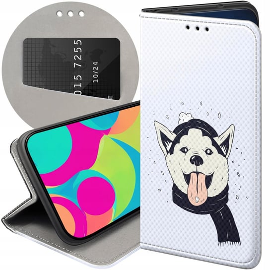 ETUI Z KLAPKĄ DO MOTOROLA MOTO G8 POWER WZORY HUSKY PSY PIESKI FUTERAŁ CASE Motorola