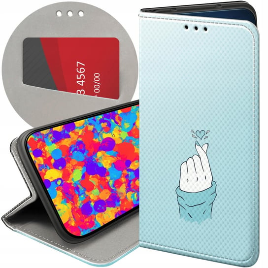 ETUI Z KLAPKĄ DO MOTOROLA MOTO G8 POWER WZORY NIEBIESKIE BLUE BLAU FUTERAŁ Motorola