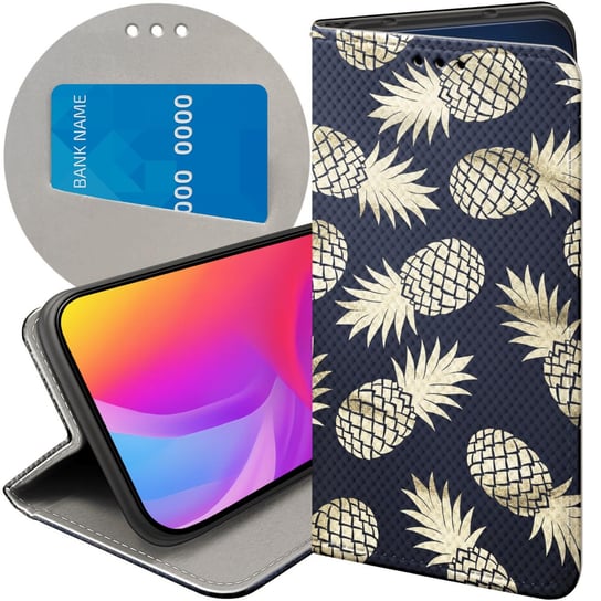 ETUI Z KLAPKĄ DO MOTOROLA MOTO G9 POWER WZORY ANANAS FUTERAŁ POKROWIEC CASE Motorola