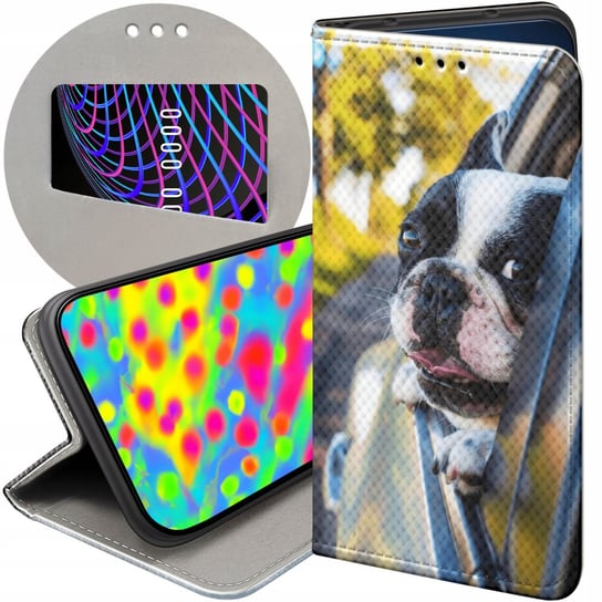 ETUI Z KLAPKĄ DO MOTOROLA MOTO G9 POWER WZORY MOPS BULDOG FUTERAŁ POKROWIEC Motorola