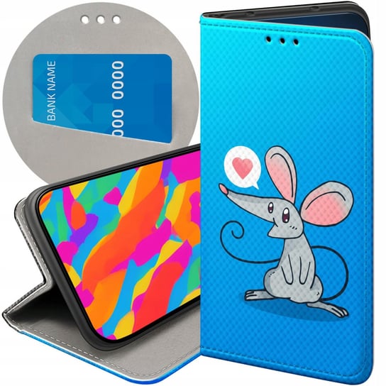 ETUI Z KLAPKĄ DO MOTOROLA ONE VISION / P40 WZORY MYSZKA MOUSE MINI FUTERAŁ Motorola