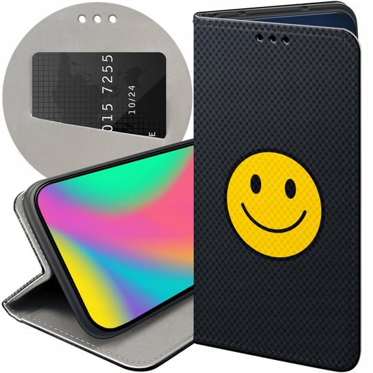 ETUI Z KLAPKĄ DO MOTOROLA ONE VISION / P40 WZORY UŚMIECH SMILE EMOJI CASE Motorola